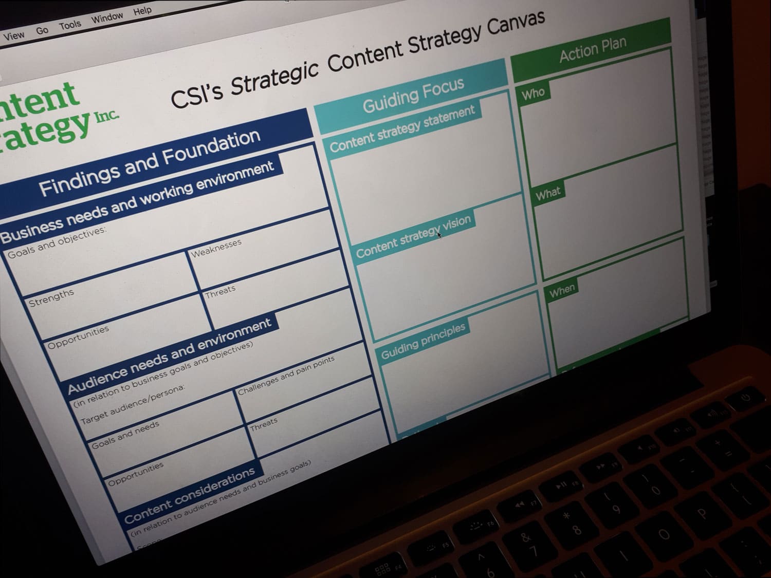 CSI’s <i>Strategic Content Strategy Canvas</i>